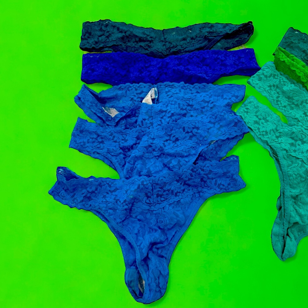 Lot 9 vintage hanky panky high rise thong in blues and greens